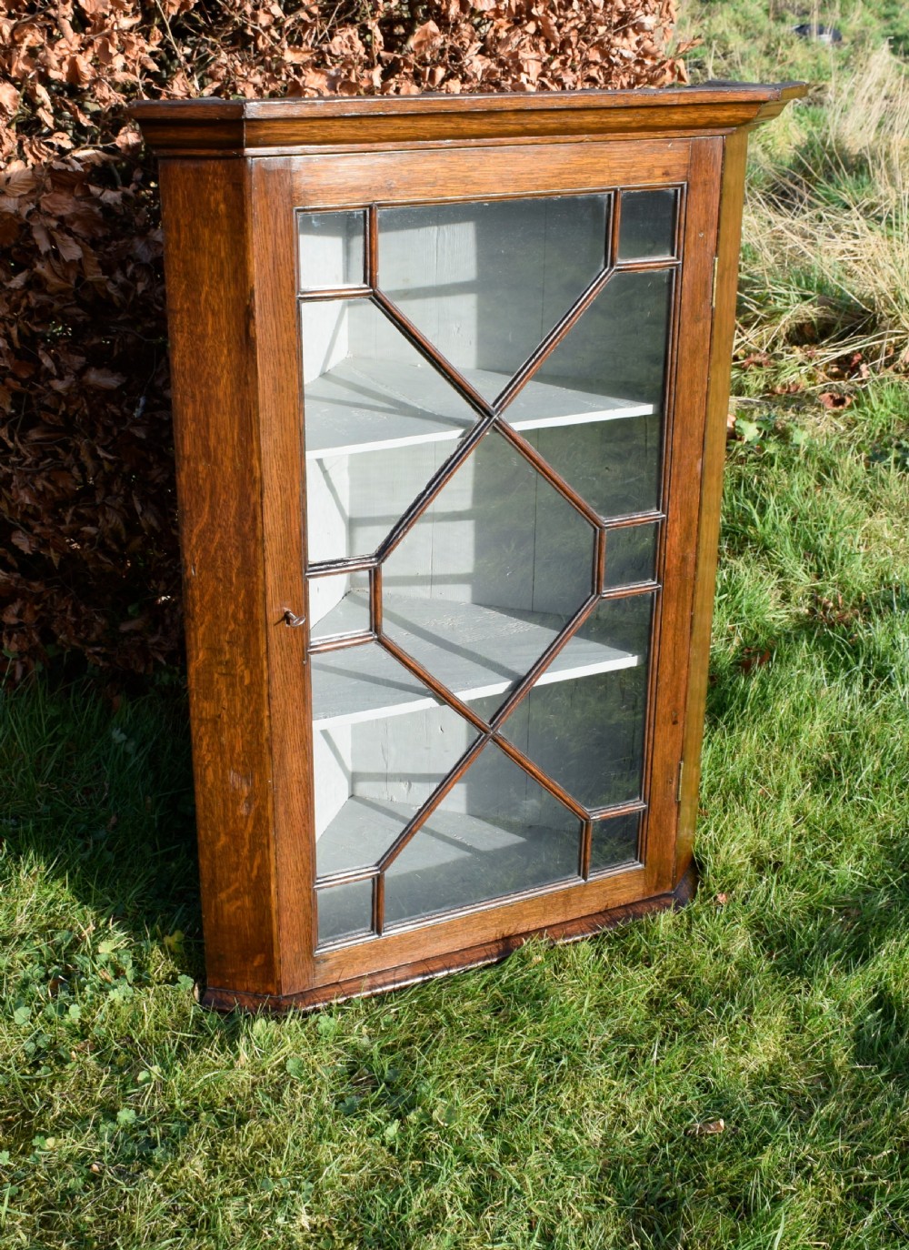 Georgian Oak Glazed Corner Cupboard View II