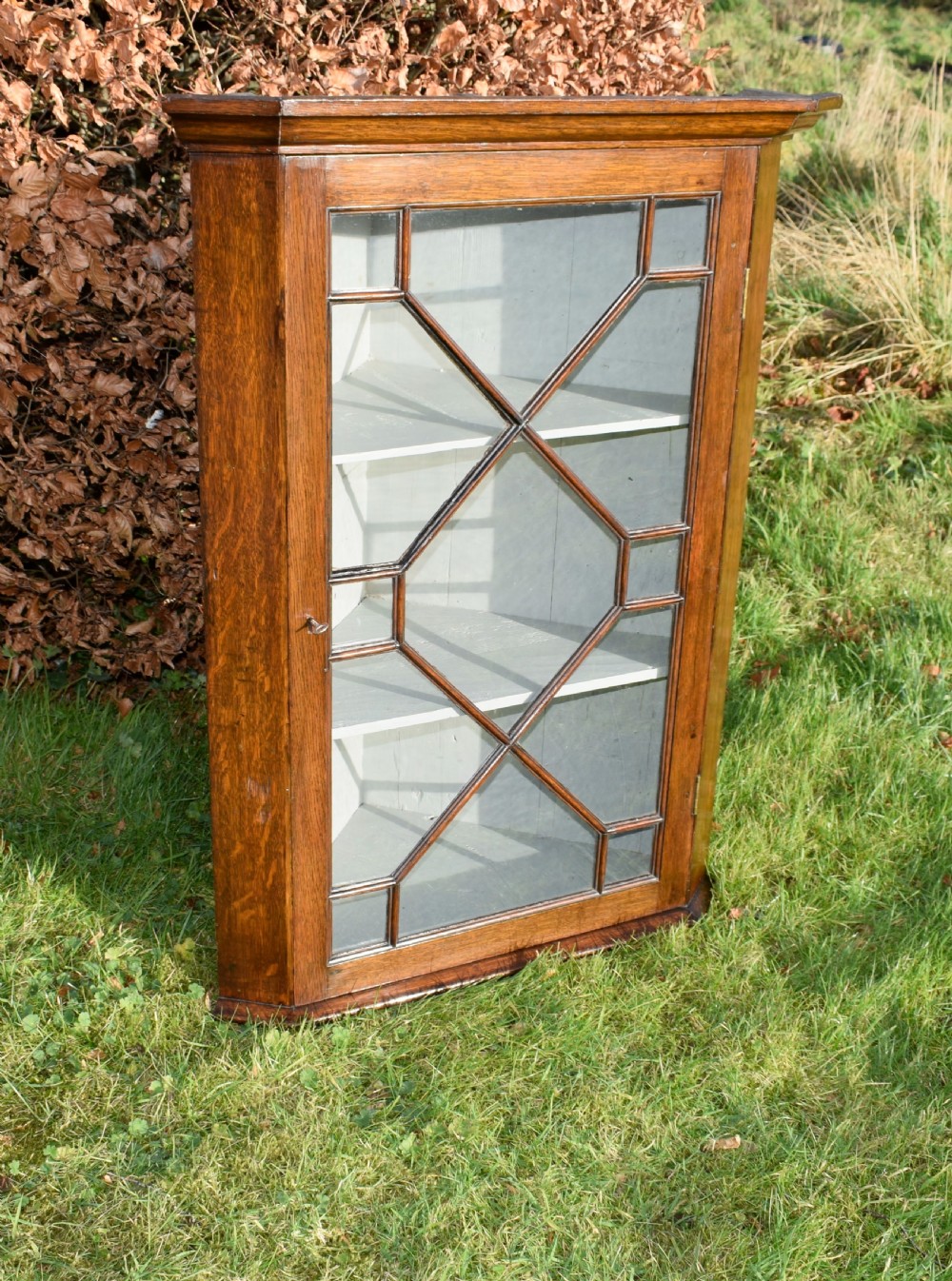 Georgian Oak Glazed Corner Cupboard View III