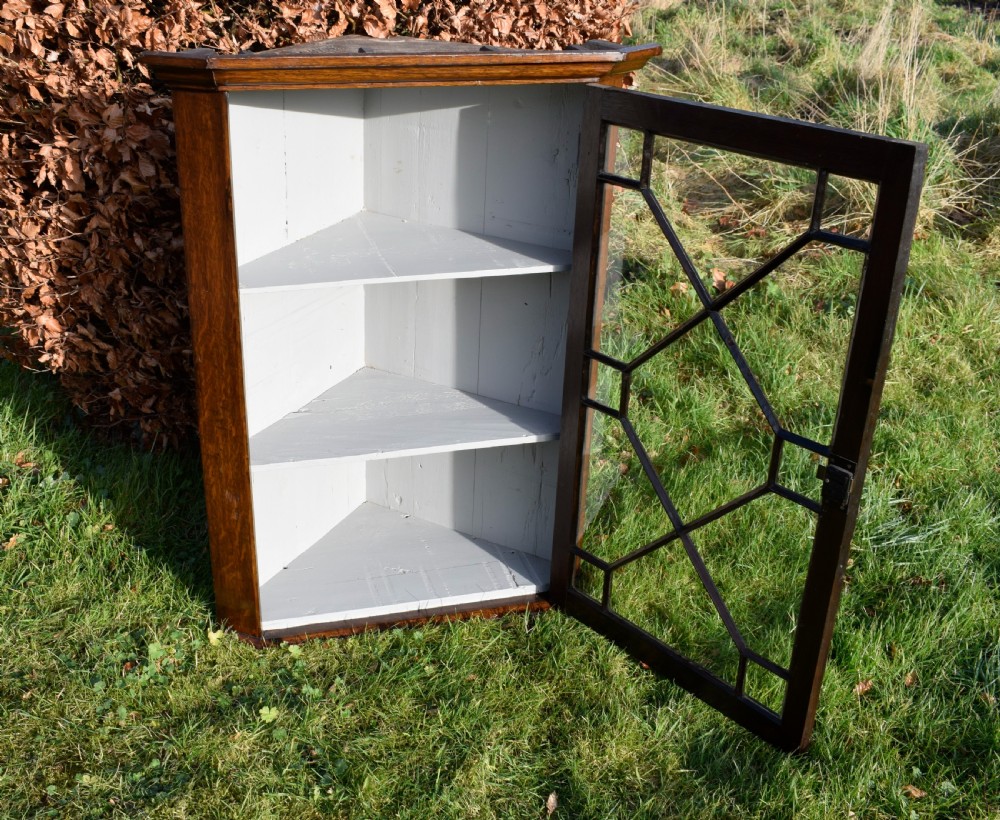 Georgian Oak Glazed Corner Cupboard View IX