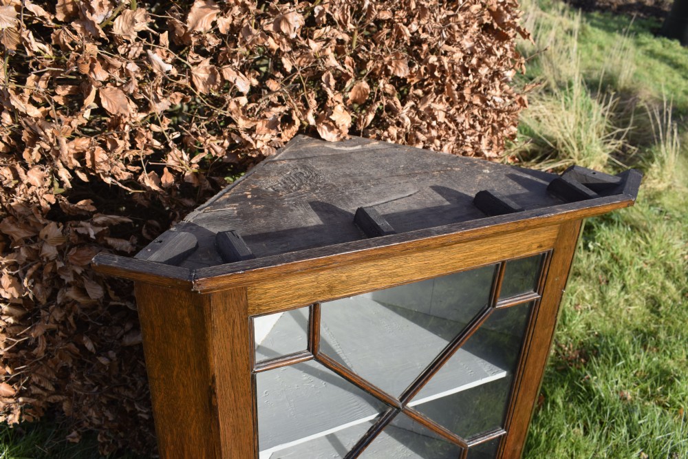 Georgian Oak Glazed Corner Cupboard View X