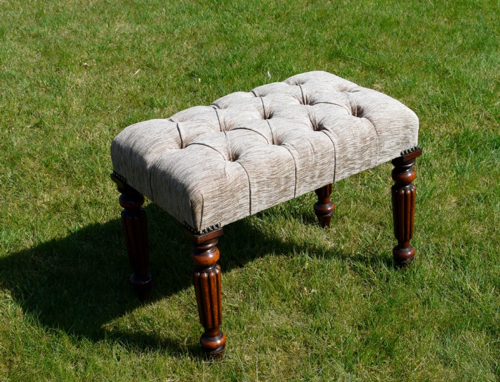 Victorian Buttoned Upholstered Stool View III