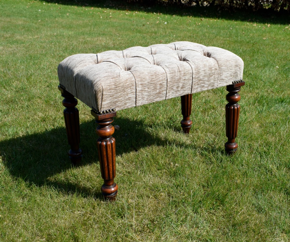 Victorian Buttoned Upholstered Stool View VI