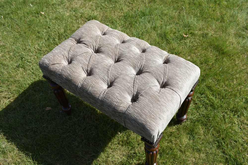 Victorian Buttoned Upholstered Stool View XII
