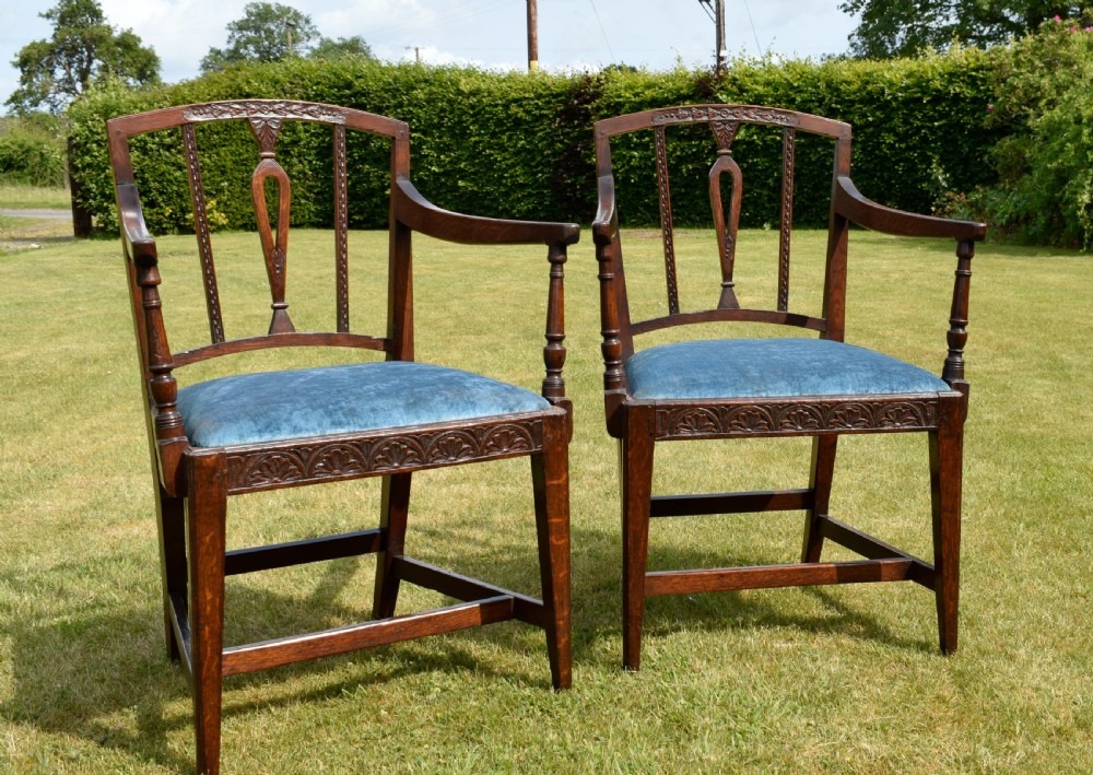 Pair of Georgian Oak Armchairs
