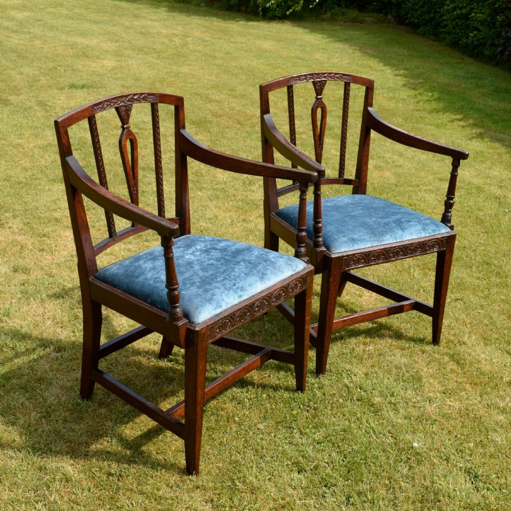 Pair of Georgian Oak Armchairs View II