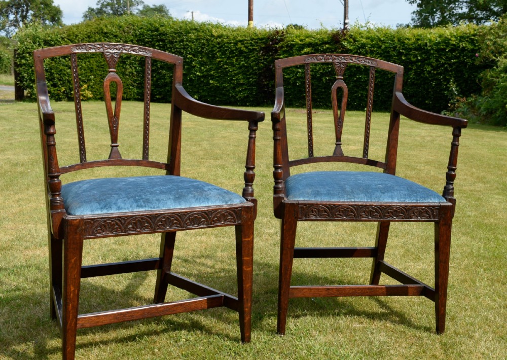 Pair of Georgian Oak Armchairs View V