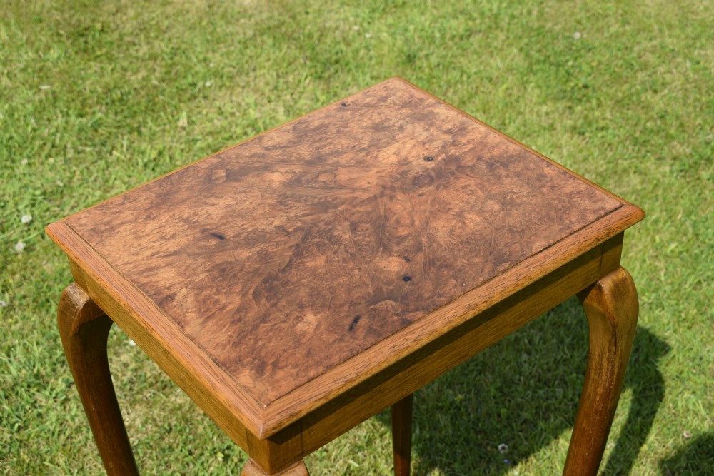 Early 20th Century Burr Walnut Lamp Table View XI