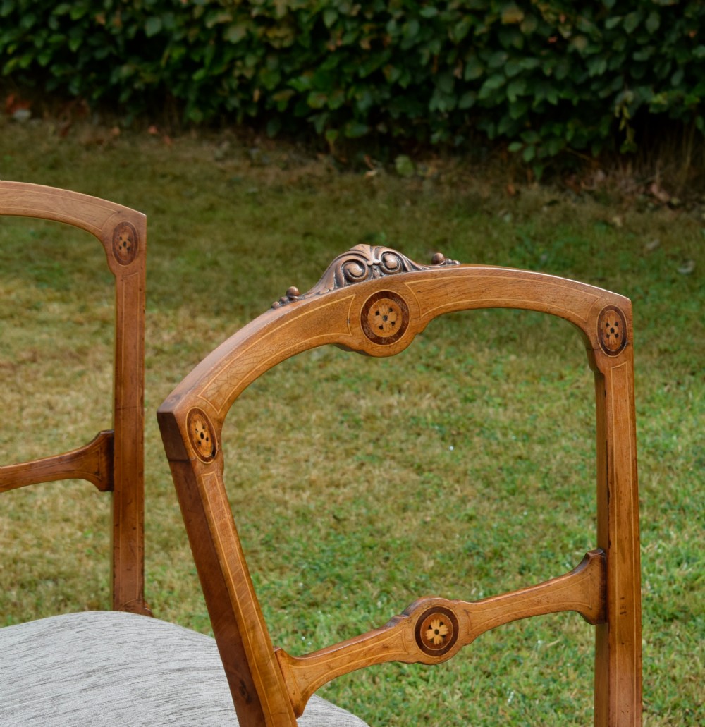 Set of 6 Victorian Walnut & Inlaid Dining Chairs View VIII