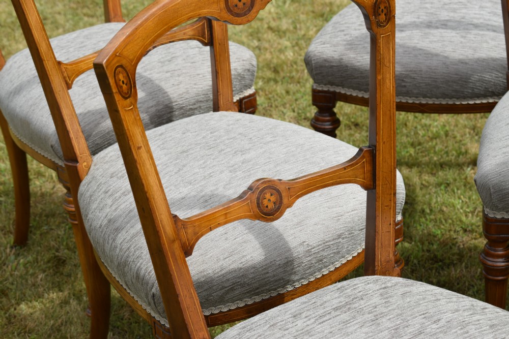 Set of 6 Victorian Walnut & Inlaid Dining Chairs View IX
