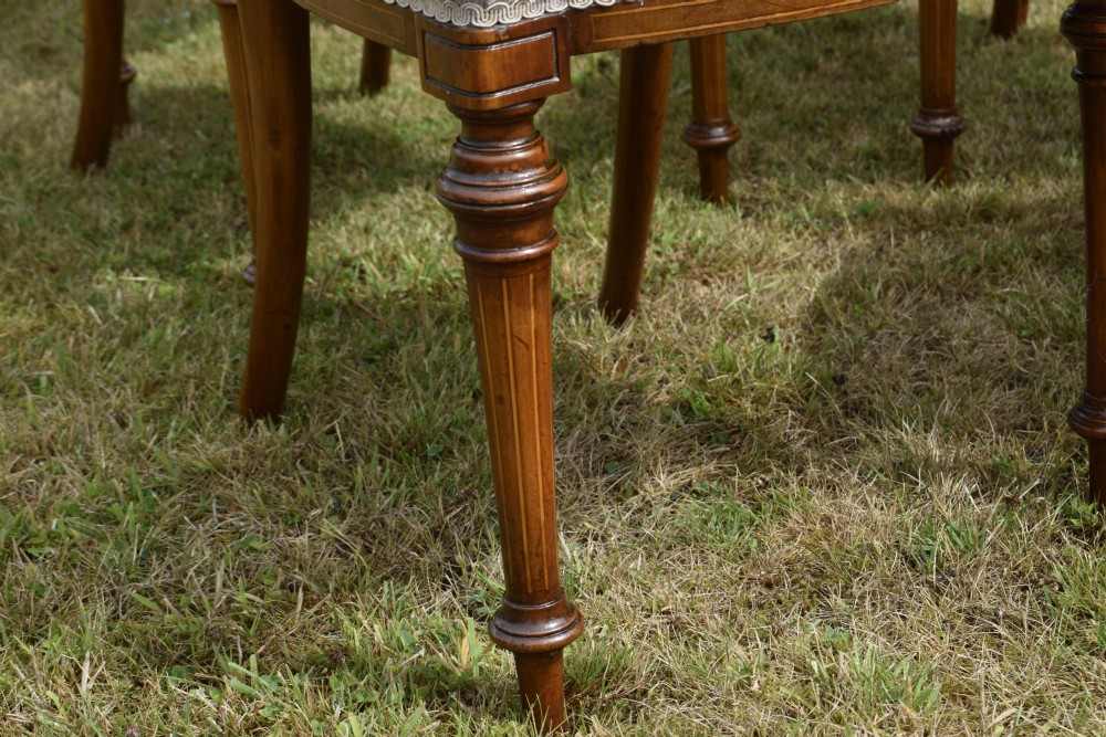 Set of 6 Victorian Walnut & Inlaid Dining Chairs View X
