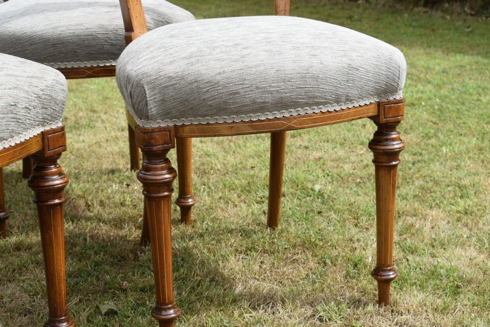 Set of 6 Victorian Walnut & Inlaid Dining Chairs View XI