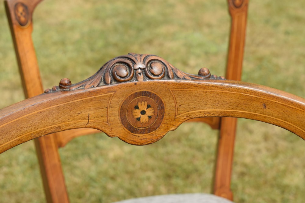 Set of 6 Victorian Walnut & Inlaid Dining Chairs View XV