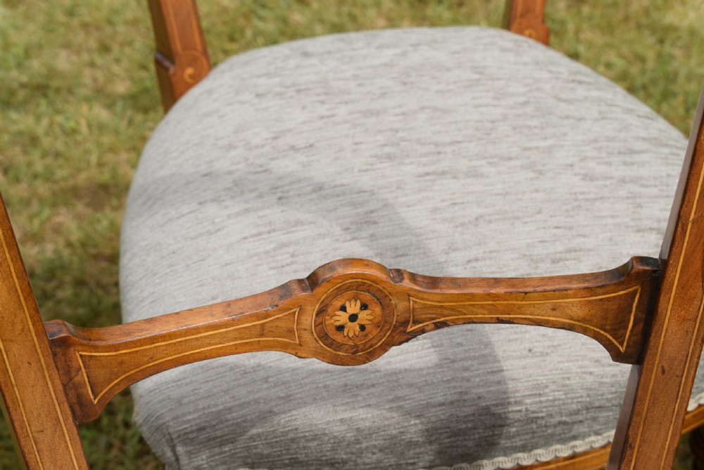 Set of 6 Victorian Walnut & Inlaid Dining Chairs View XVII