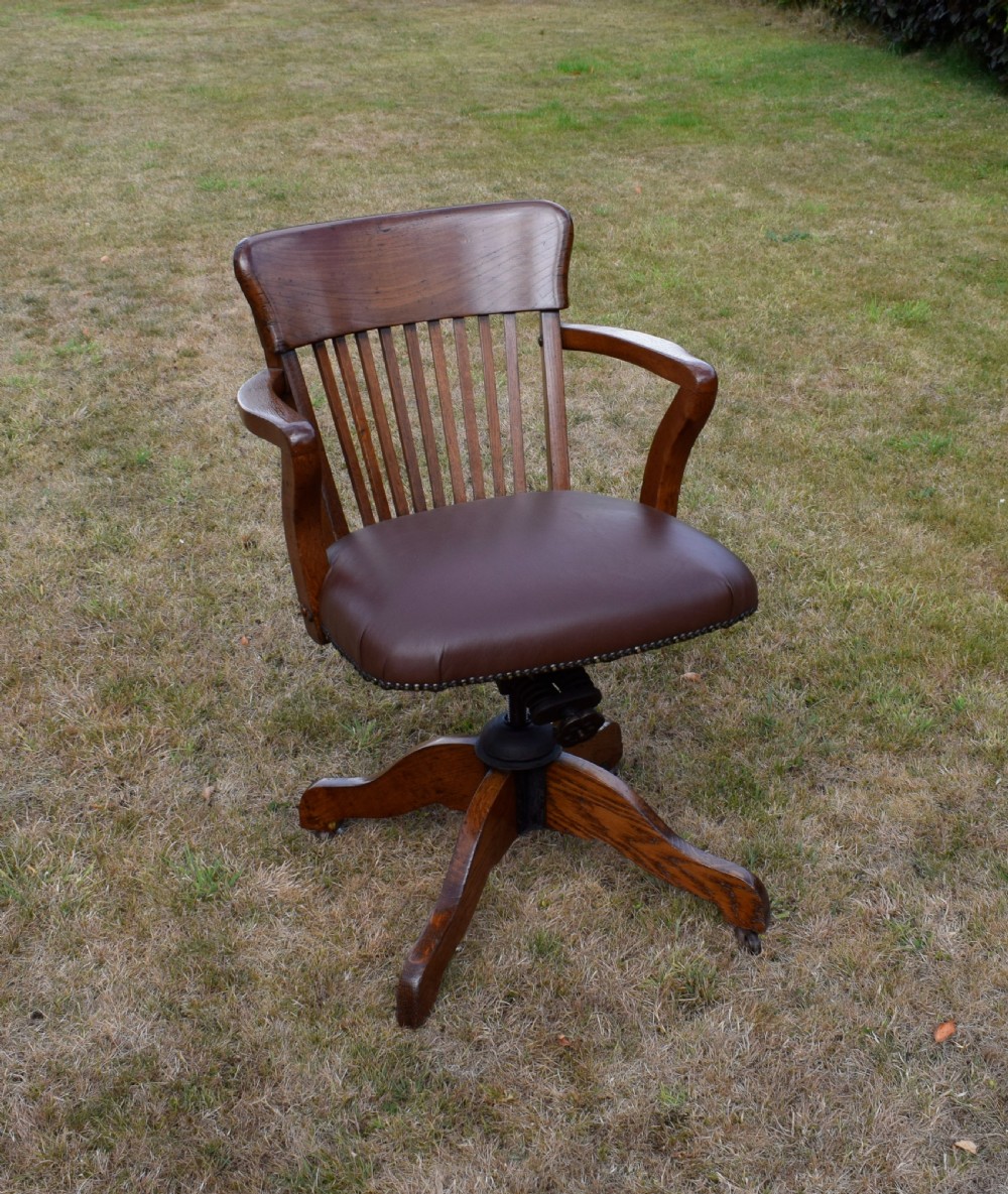 Edwardian Oak Swivel Desk Chair View II