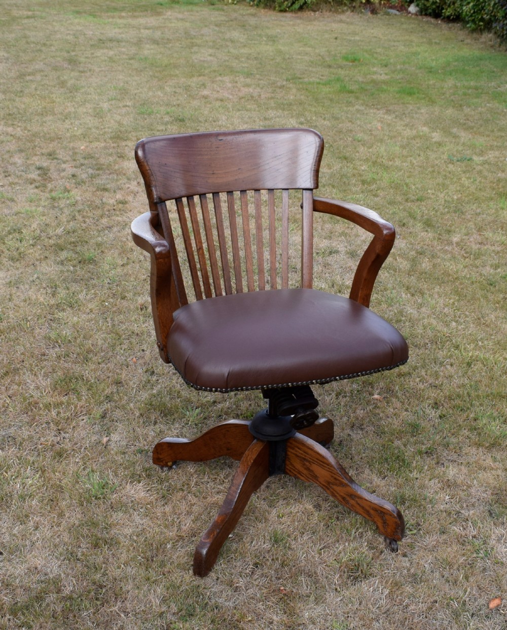 Edwardian Oak Swivel Desk Chair View III