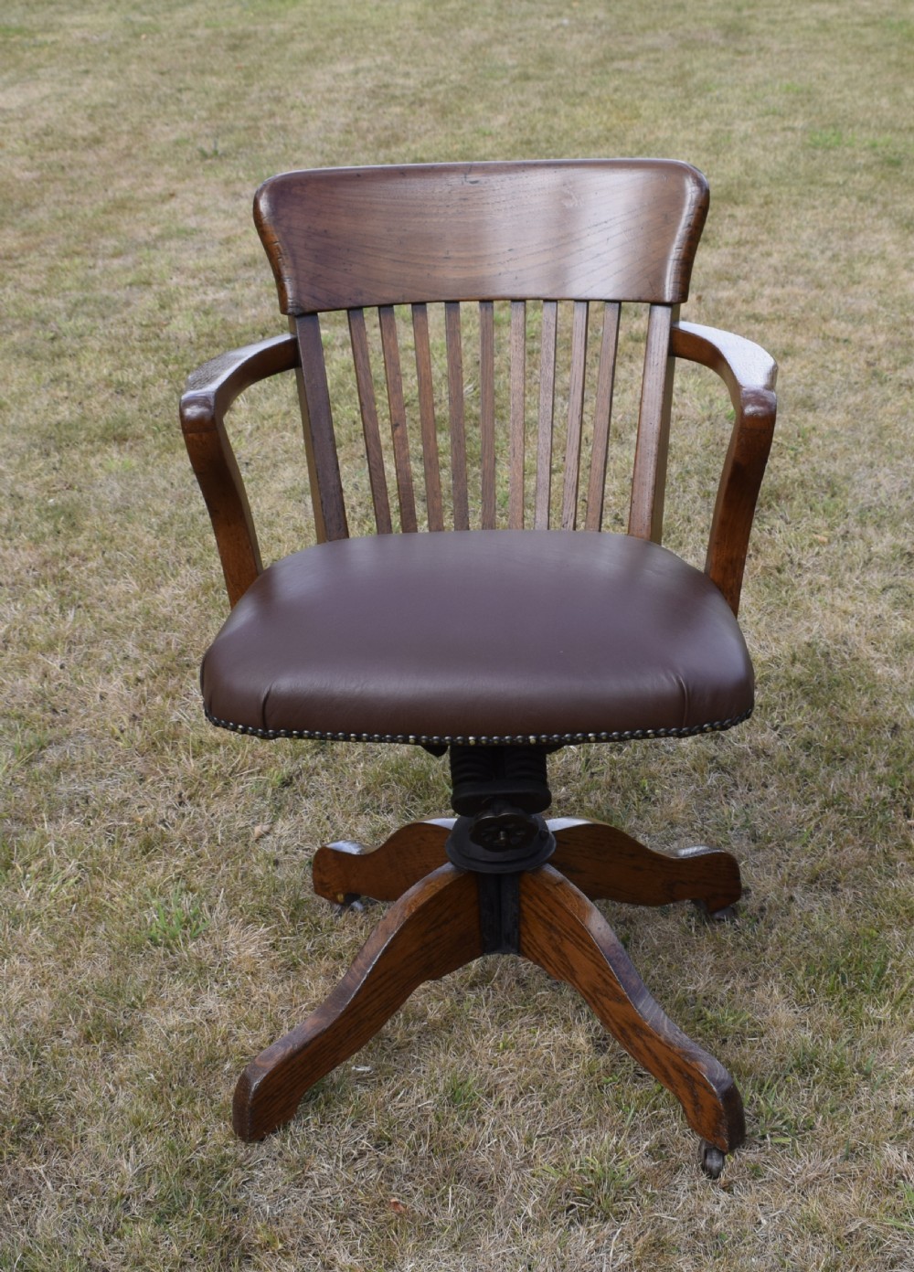 Edwardian Oak Swivel Desk Chair View IV