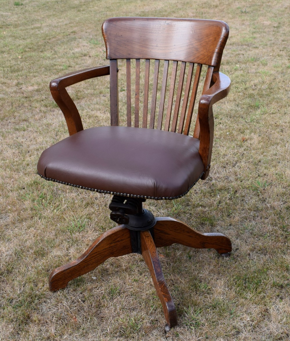 Edwardian Oak Swivel Desk Chair View V