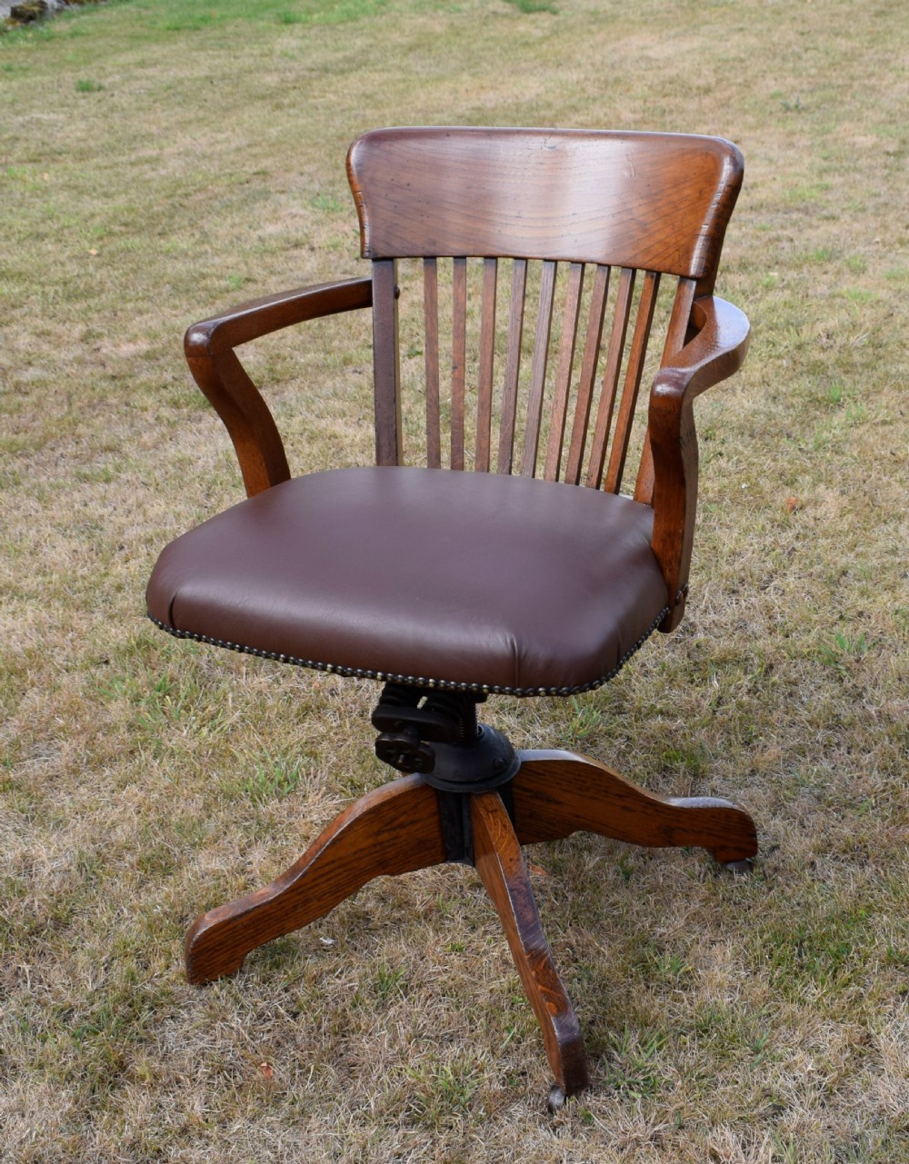 Edwardian Oak Swivel Desk Chair View VI