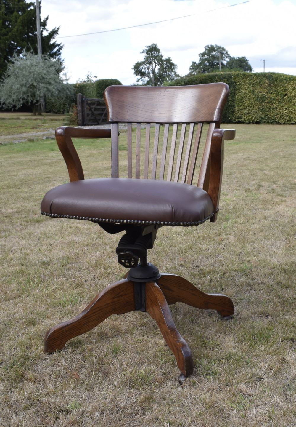 Edwardian Oak Swivel Desk Chair View VII