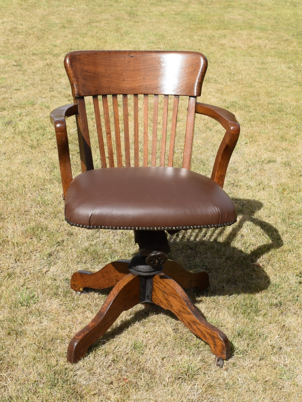 Edwardian Oak Swivel Desk Chair View VIII