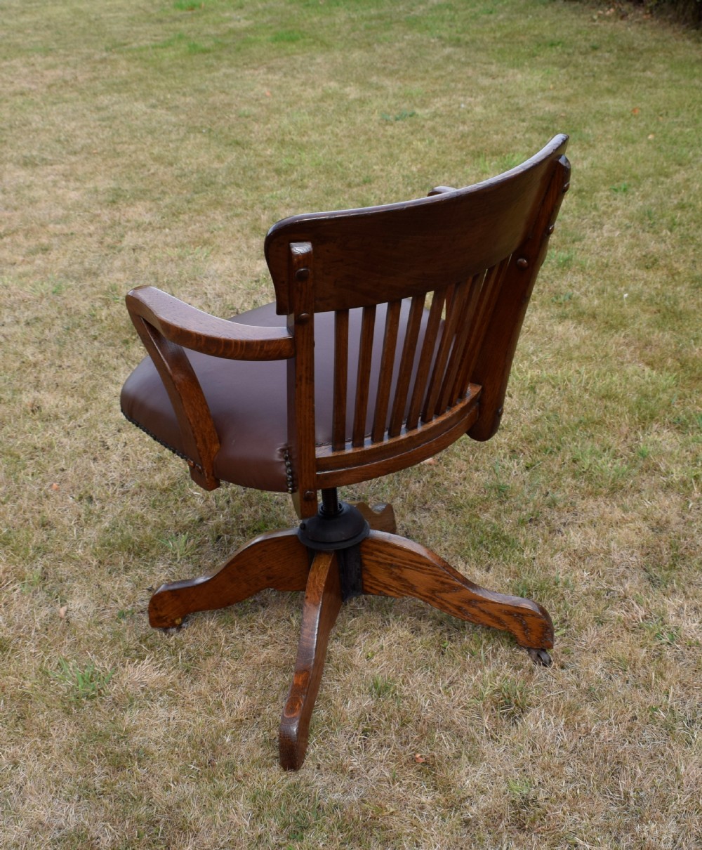 Edwardian Oak Swivel Desk Chair View XI