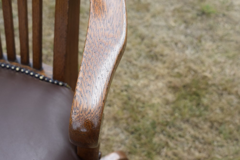 Edwardian Oak Swivel Desk Chair View XII