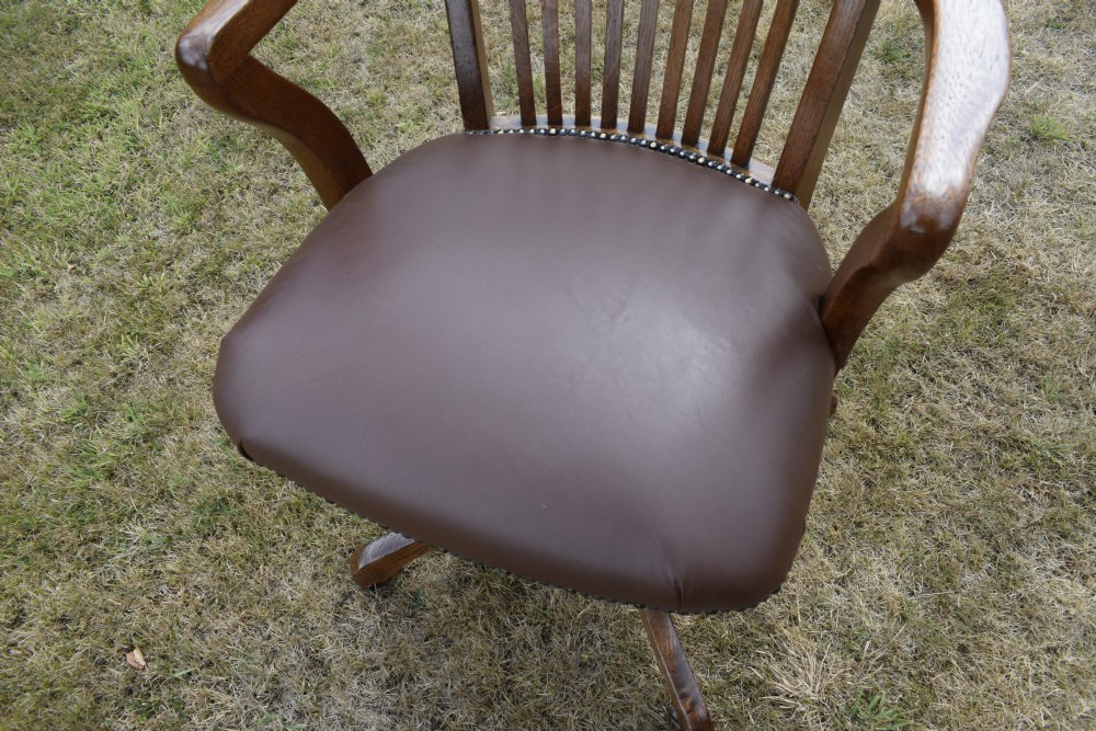 Edwardian Oak Swivel Desk Chair View XV
