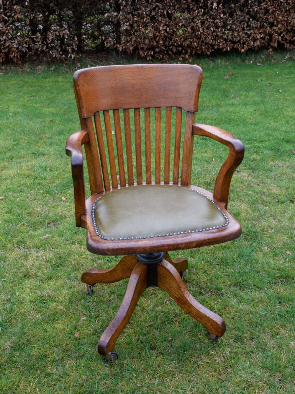 Early 20th Century Oak Swivel Desk Chair View IX