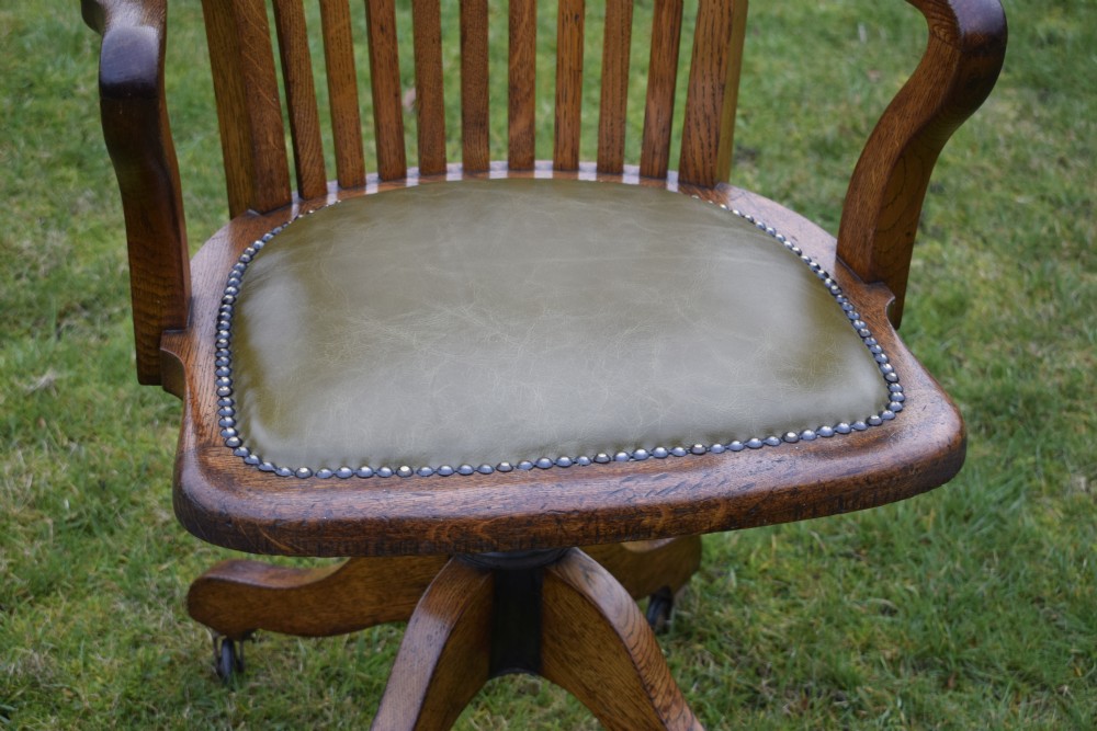Early 20th Century Oak Swivel Desk Chair View XI