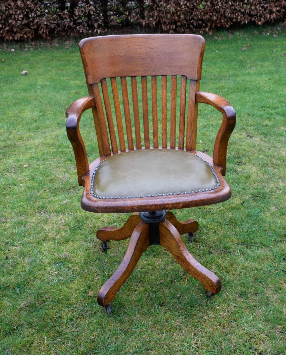 Early 20th Century Oak Swivel Desk Chair View XIV