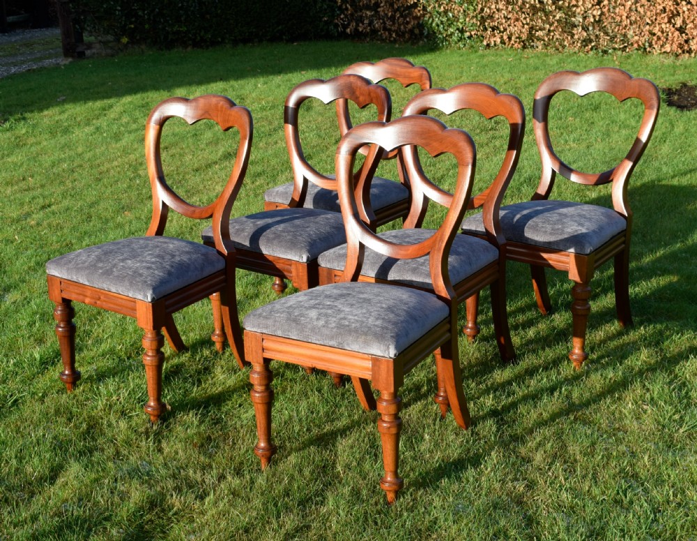Set of 6 Victorian Crown Back Dining Chairs