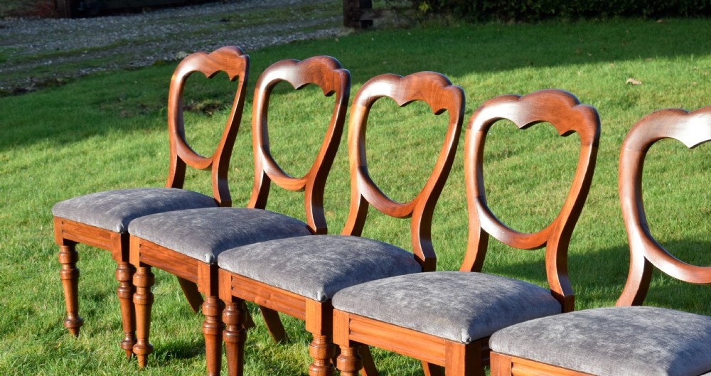 Set of 6 Victorian Crown Back Dining Chairs View X