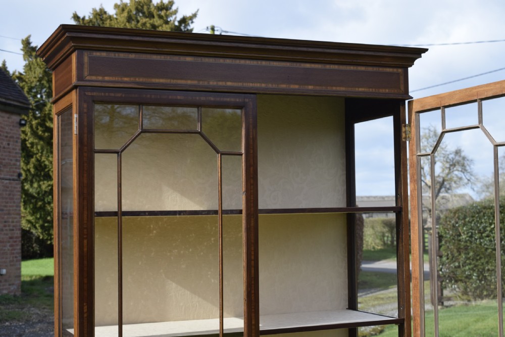20th Century Mahogany & Inlaid Display Cabinet View X
