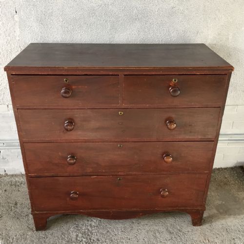 ORIGINAL PAINTED GEORGIAN PINE CHEST OF DRAWERS - ADDITIONAL PHOTO 1