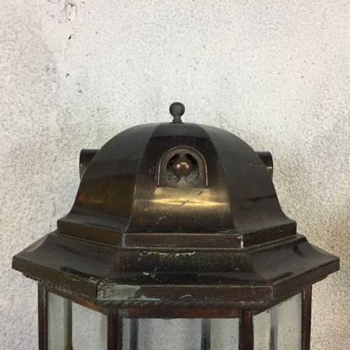 PAIR OF VICTORIAN COPPER LANTERNS WITH POSTS - ADDITIONAL PHOTO 2