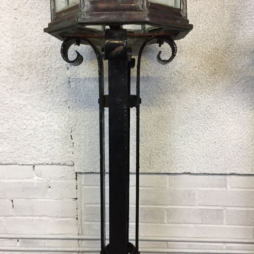 PAIR OF VICTORIAN COPPER LANTERNS WITH POSTS - ADDITIONAL PHOTO 3
