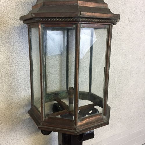 PAIR OF VICTORIAN COPPER LANTERNS WITH POSTS - ADDITIONAL PHOTO 6