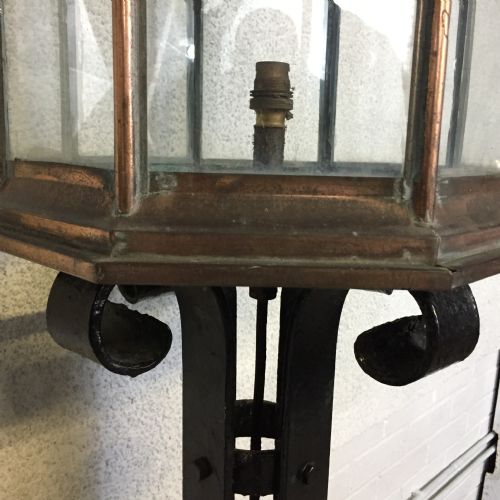 PAIR OF VICTORIAN COPPER LANTERNS WITH POSTS - ADDITIONAL PHOTO 8