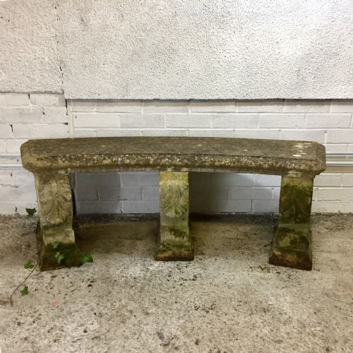 early 20th century reconstituted stone curved bench - CATEGORY: ANTIQUE MISCELLANEOUS - DATED 1930
