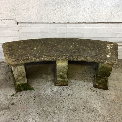 EARLY 20TH CENTURY RECONSTITUTED STONE CURVED BENCH - ADDITIONAL PHOTO 1