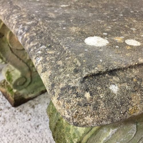 EARLY 20TH CENTURY RECONSTITUTED STONE CURVED BENCH - ADDITIONAL PHOTO 3