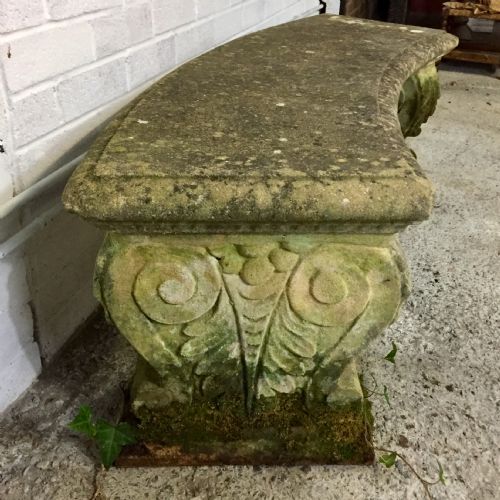 EARLY 20TH CENTURY RECONSTITUTED STONE CURVED BENCH - ADDITIONAL PHOTO 9