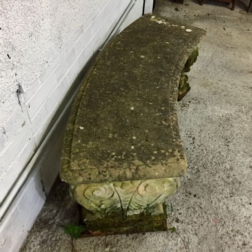 EARLY 20TH CENTURY RECONSTITUTED STONE CURVED BENCH - ADDITIONAL PHOTO 10