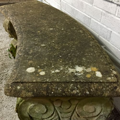 EARLY 20TH CENTURY RECONSTITUTED STONE CURVED BENCH - ADDITIONAL PHOTO 11