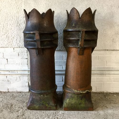 pair of victorian glazed crown top chimney pots - CATEGORY: ANTIQUE MISCELLANEOUS - DATED VICTORIAN