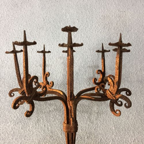 19TH CENTURY FRENCH WROUGHT IRON CANDELABRA - ADDITIONAL PHOTO 1