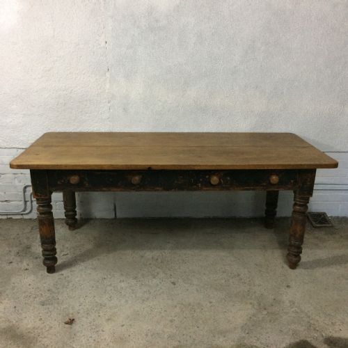 victorian pine 2 drawer table - CATEGORY: ANTIQUE TABLES - DATED VICTORIAN