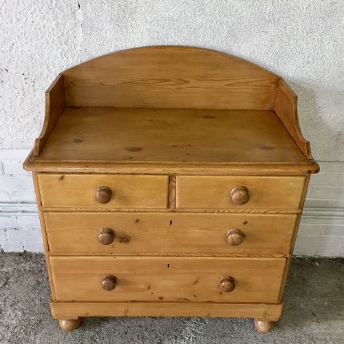 VICTORIAN PINE CHEST OF DRAWERS WITH GALLERY TOP - ADDITIONAL PHOTO 1