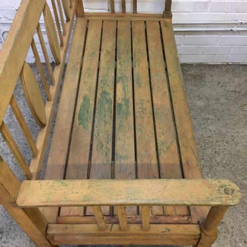 CIRCA 1900 ORIGINAL PAINTED WOODEN BENCH - ADDITIONAL PHOTO 7