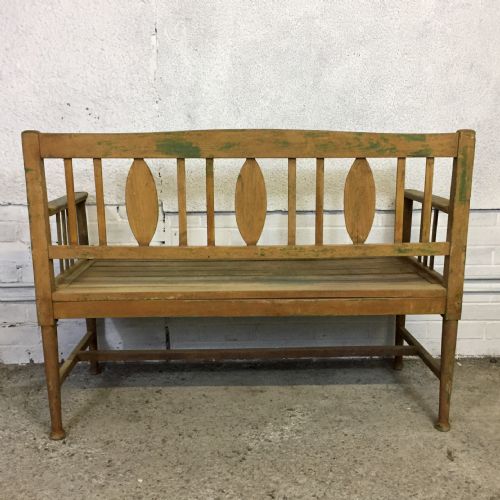 CIRCA 1900 ORIGINAL PAINTED WOODEN BENCH - ADDITIONAL PHOTO 11